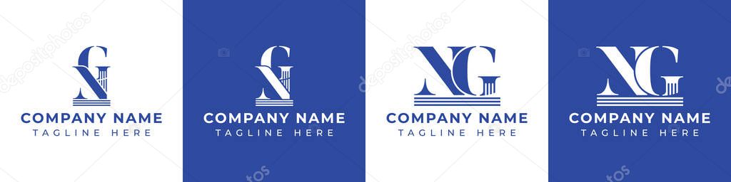 Letter GN and NG Pillar Logo Set, suitable for business with GN and NG related to Pillar