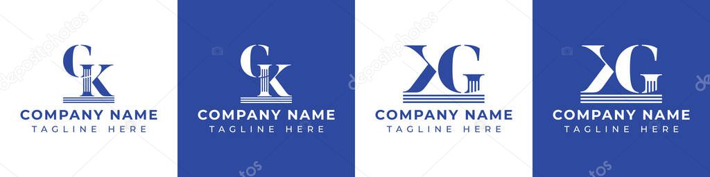 Letter GK and KG Pillar Logo Set, suitable for business with GK and KG related to Pillar