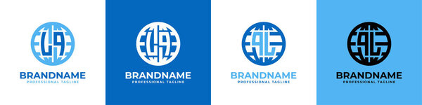 Набор букв LQ и QL Globe, подходит для любого бизнеса с инициалами LQ или QL.