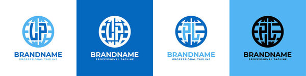 Логотип LP и PL Globe Set подходит для любого бизнеса с инициалами LP или PL.