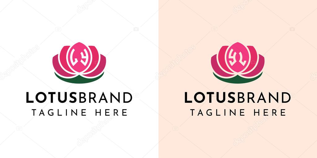 Letter LY and YL Lotus Logo Set, suitable for business related to lotus flowers with LY or YL initials.