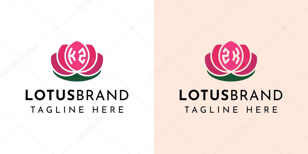 Letter KZ and ZK Lotus Logo Set, suitable for business related to lotus flowers with KZ or ZK initials.