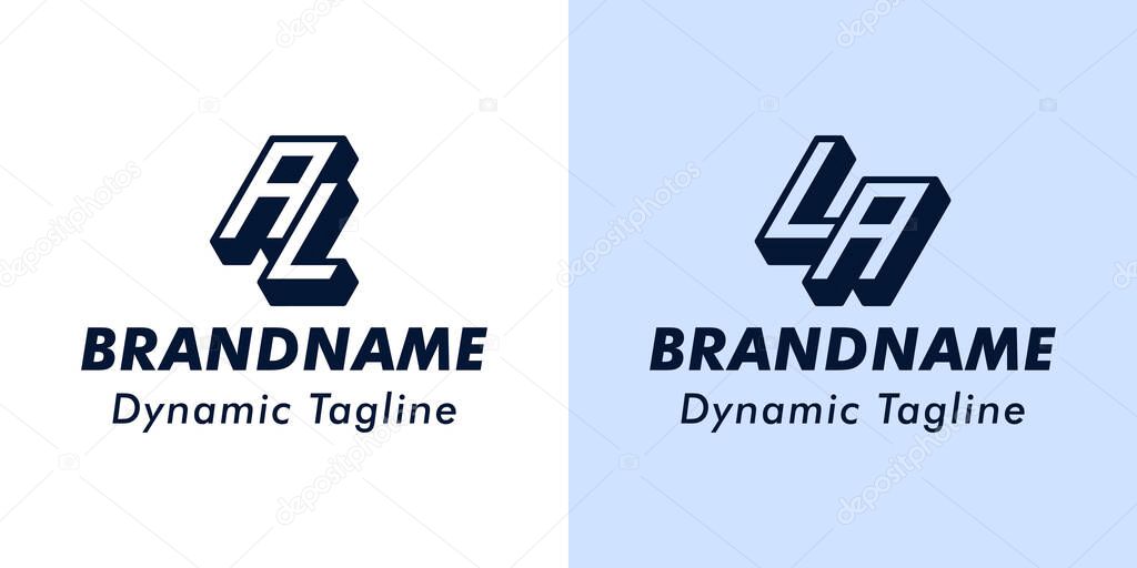 Letter AL and LA 3D Monogram Logo. Suitable for business with AL or LA initials