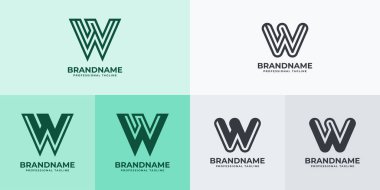 W harfli modern logo seti, W veya WW harfleriyle iş yapmaya elverişli.