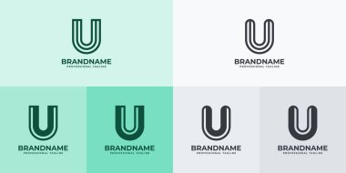 Modern Harf U Logosu Seti, U veya UU harfleri ile iş yapmaya elverişli