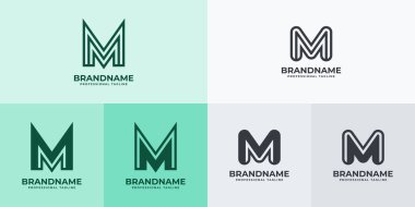 M harfi logo seti, M veya MM harfleri ile iş için uygundur.