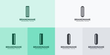 I veya II baş harfleriyle iş yapmaya elverişli Modern Harf I Logosu Seti
