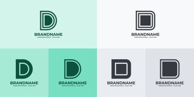 D harfi logo seti, D veya DD baş harfleriyle iş için elverişli