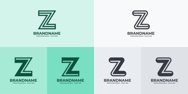 Z ya da ZZ harfleriyle iş yapmaya elverişli modern Z harfi logo seti.