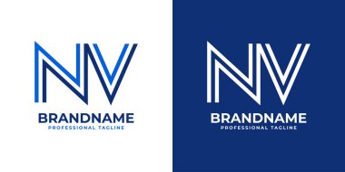 NV Satır Monogram Logosu, NV veya VN baş harfleri ile iş yapmak için uygun