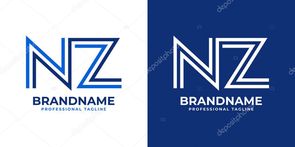 Letter NZ Line Monogram Logo, suitable for business with NZ or ZN initials