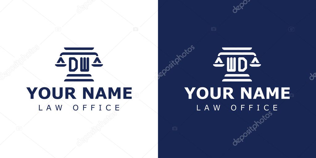 Letter DW and WD Legal Logo, suitable for lawyer, legal, or justice with DW or WD initials