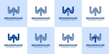 Modern Harf WT Monogram Logo Set, WT veya TW baş harfleri ile iş için uygun