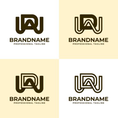 Modern Harf DW Monogram Logo Set, DW veya WD baş harfleri ile iş için uygun