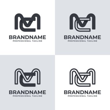 Modern Harf CM Monogram Logo Set, CM veya MC baş harfleri ile iş için uygun