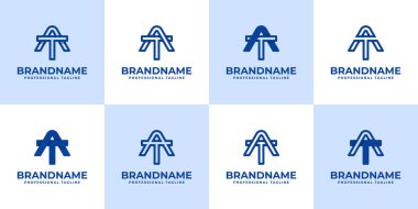 Modern Harf AT Monogram Logo Set, AT veya TA baş harfleri ile iş için uygun