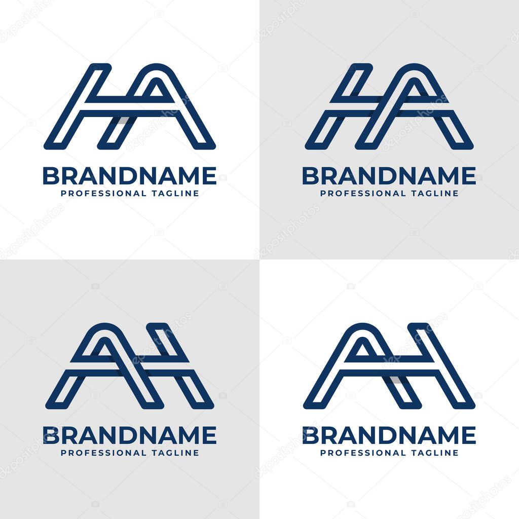 Modern Letter HA Monogram Logo Set, suitable for business with HA or AH initials