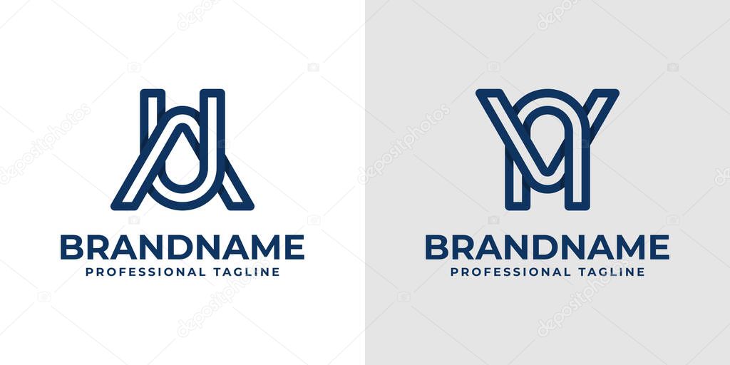 Modern Letter AU and VN Monogram Logo Set, suitable for business with AU, UA, VN, or NV initials