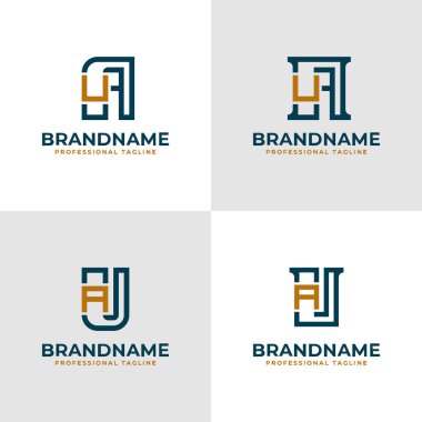 Zarif Harf AU ve UA Monogram Logosu, AU veya UA baş harfleri ile iş yapmak için uygun