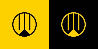 Basit VV Harf Çemberi Logosu Seti, VV başlangıcında iş için uygun.