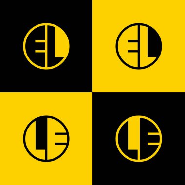 Basit EL ve LE Harf Çemberi Logosu Set, EL ve LE başlangıç için uygun.
