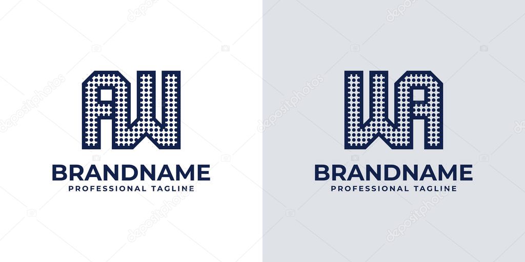 Letters AW and WA Dot Monogram Logo, Suitable for business with AW or WA initials