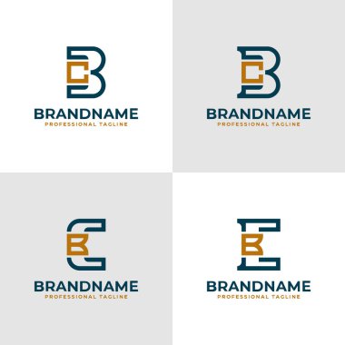 Zarif Harf BC ve CB Monogram Logosu, BC veya CB baş harfleri ile iş için uygun