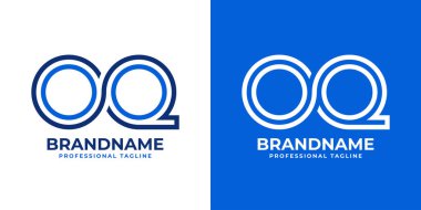 Harfler OQ Line Monogram Logosu, OQ veya QO baş harfleri ile iş yapmak için uygun