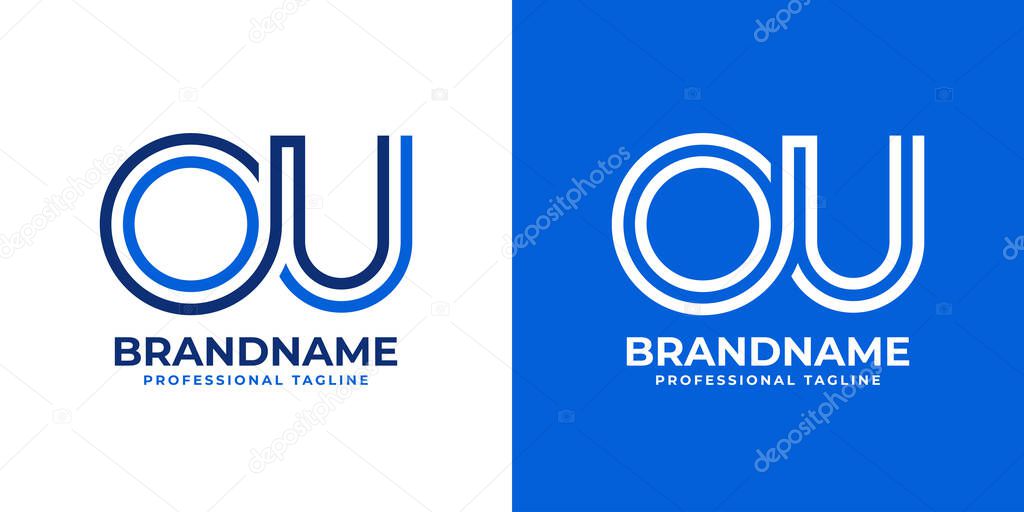 Letters OU Line Monogram Logo, suitable for business with OU or UO initials