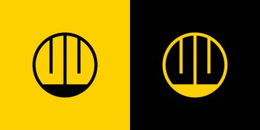 Basit UU Harf Çemberi Logosu Seti, UU baş harfleri ile iş için uygun