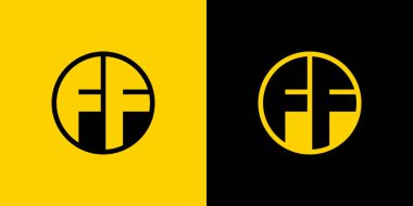 FF Harf Çemberi Logosu Seti, FF baş harfleri ile iş için uygun
