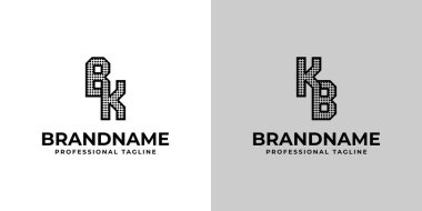 BK ve KB Dot Monogram Logosu, BK veya KB baş harfleriyle iş için uygundur