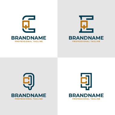 Zarif Harfler CQ ve QC Monogram Logosu, CQ veya QC baş harfleri ile iş için uygun