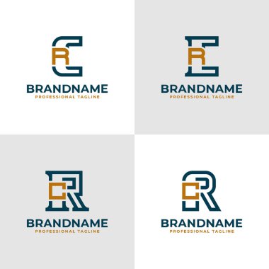Zarif Harfler CR ve RC Monogram Logosu, CR veya RC baş harfleri ile iş için uygun