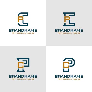 Zarif Harfler CP ve PC Monogram Logosu, CP veya PC baş harfleri ile iş yapmak için uygun