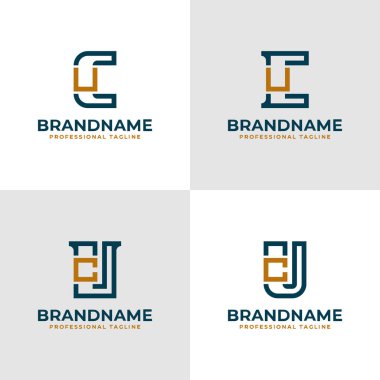 Zarif Harfler CU ve UC Monogram Logosu, CU veya UC baş harfleri ile iş yapmak için uygun