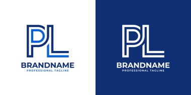 Harfler PL Line Monogram Logosu, PL veya LP baş harfleri ile iş yapmak için uygun
