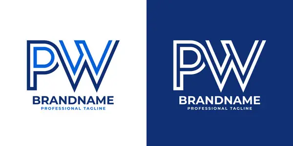 Harfler PW Line Monogram Logosu, PW veya WP baş harfleri ile iş için uygun