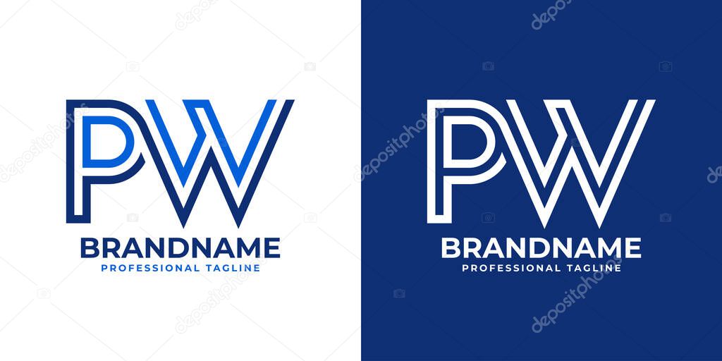 Letters PW Line Monogram Logo, suitable for business with PW or WP initials