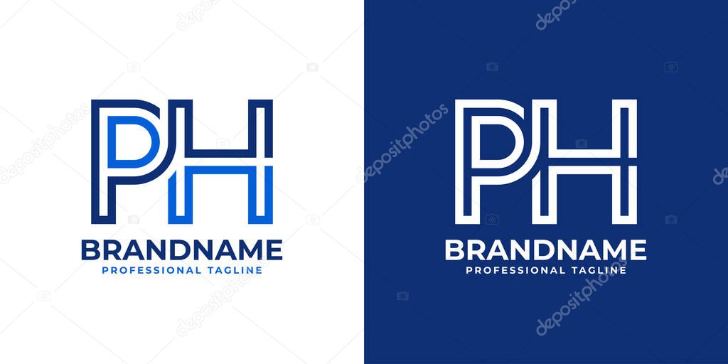 Letters PH Line Monogram Logo, suitable for business with PH or HP initials