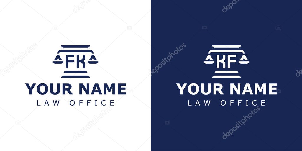 Letters FK and KF Legal Logo, suitable for lawyer, legal, or justice with FK or KF initials