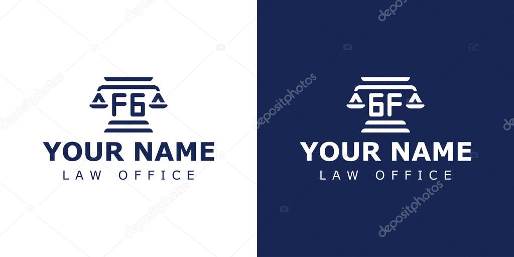 Letters FG and GF Legal Logo, suitable for lawyer, legal, or justice with FG or GF initials