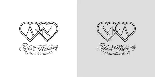 stock vector Letters AM and MA Wedding Love Logo, for couples with A and M initials