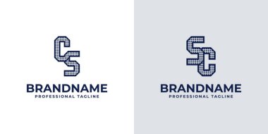 Harfler CS ve SC Dot Monogram Logosu, CS veya SC baş harfleri ile iş için uygundur