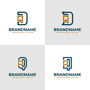 Zarif Harfler DQ ve QD Monogram Logosu, QD veya DQ baş harfleri ile iş için uygun