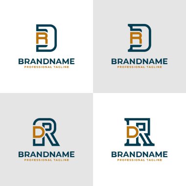 Zarif Harfler DR ve RD Monogram Logosu, Ar-Ge veya DR baş harfleri ile iş için uygun