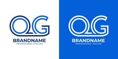 QG Satır Monogram Logosu, QG veya GQ baş harfleri ile iş için uygun