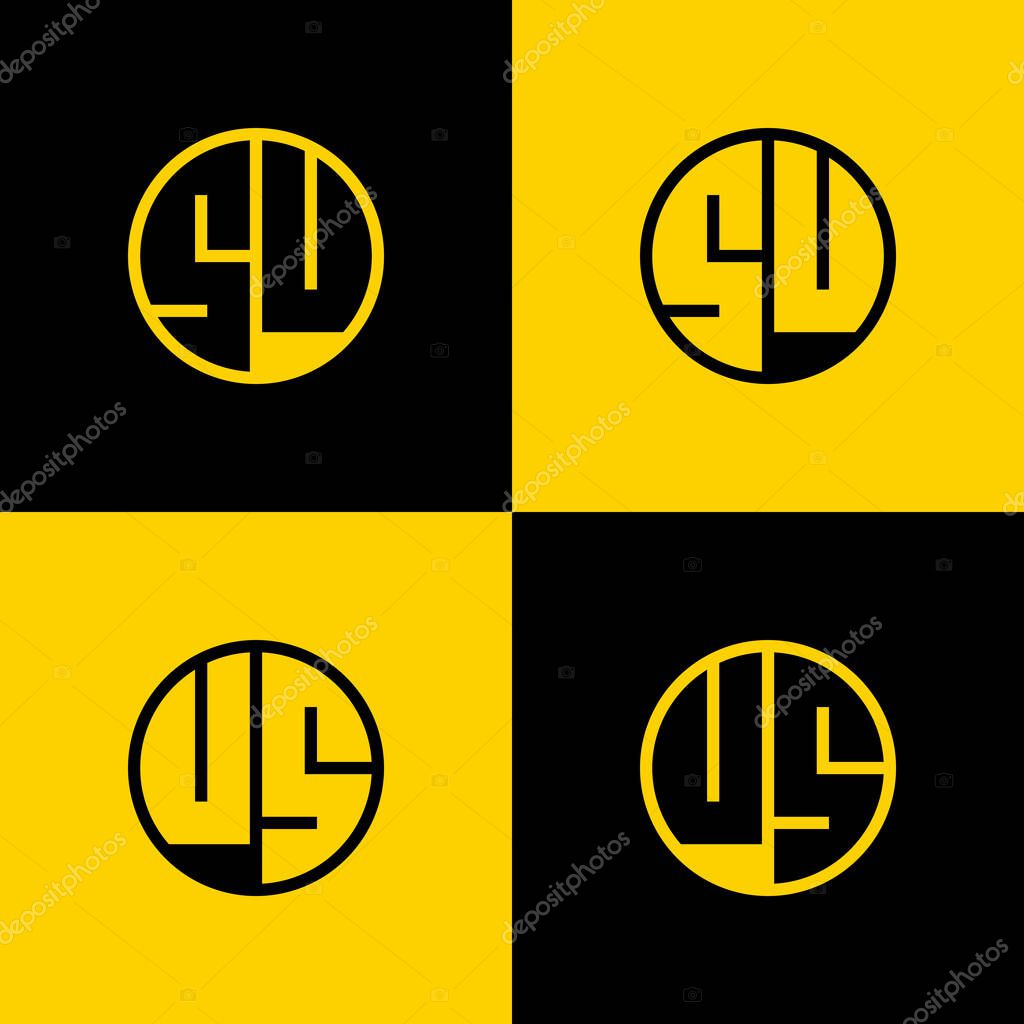Simple SU and US Letters Circle Logo Set, suitable for business with SU and US initials