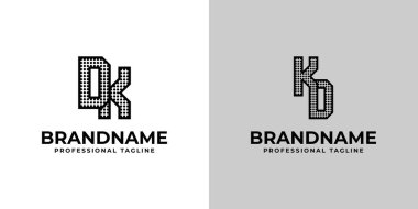 Harfler DK ve KD Dot Monogram Logosu, DK veya KD baş harfleri ile iş için uygundur
