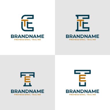 ET veya TE baş harfleri ile iş için uygun zarif harfler ET ve TE Monogram Logosu